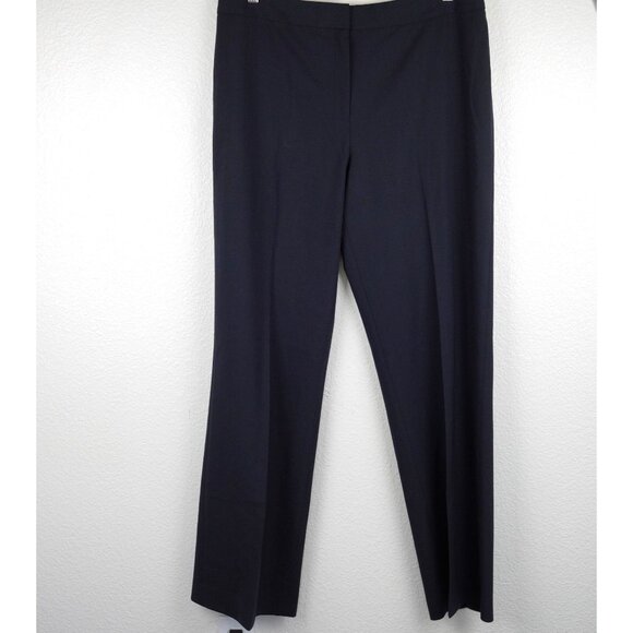 Lafayette 148‎ New York Navy Wide Leg Wool High Waist Trousers Size 12 - Picture 1 of 11